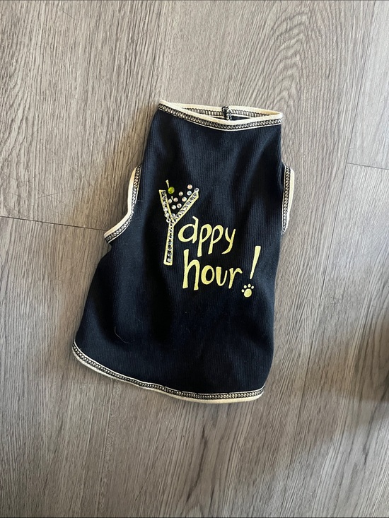 I see spot Other - Happy Hour Black Pet Tank with Yellow Graphic